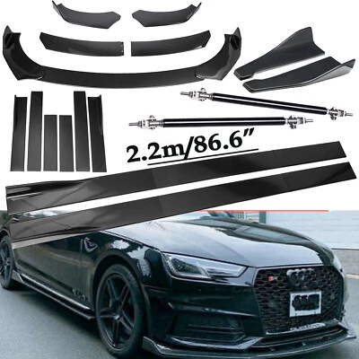 Front Lip Chin Bumper Body Kits 86.6" /Side Skirt For AUDI A4 A5 A6 Foto 1 de 4