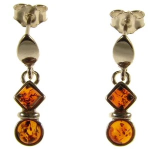 Pendientes de plata de ley 925 con ambar del Baltico joyeria - Picture 1 of 1