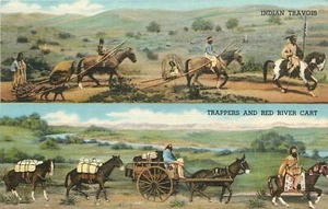 Tarjeta postal 4365 Denver Colorado Diorama Indian Travois Trappers Red River Años 40 - Imagen 1 de 2