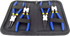 7" 4Pcs C Clip Snap Ring Pliers Straight Bent Jaw Pliers Tips with Storage Pouch