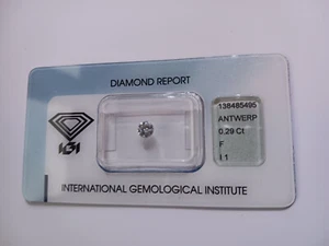 IGI Diamant 0,29ct. F/I1 VG/VG/VG Brillantschliff in original Blister Verpackung - Bild 1 von 2