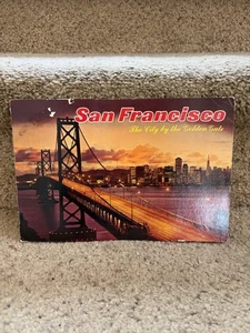 SAN FRANCISCO ~ Photo Card Book Bay Bridge Sundown 60s 70s (4.25" x 3") - Picture 1 of 1