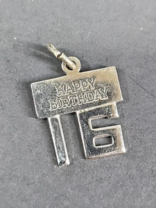 VINTAGE WELLS STERLINGSILBER CHARM HAPPY BIRTHDAY 16 - Bild 1 von 2