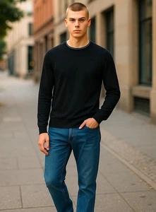 Michael Kors Wollpullover Langarm Pullover Herren XS schwarz neu mit Etikett Liste $ 130 - Bild 1 von 11