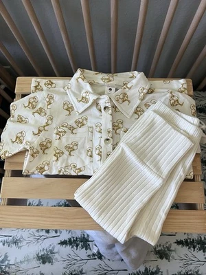 *NUEVO CON ETIQUETAS* Paquete Kate Quinn 3T Manga Corta Bolsillo Botón Camisa Pantalones Anchos Acanalados Foto 1 de 4