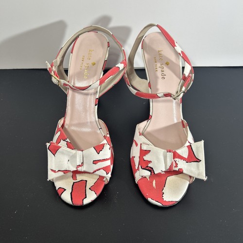 Sandali Kate Spade New York bianchi e rosa fiocco zeppa tacco misura 7 5 abito matrimonio