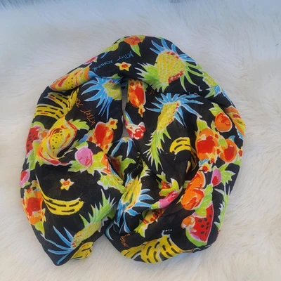 Betsey Johnson Fruit Salad  Print Summer Novelty Scarf Lightweight Banana  - Image 1 of 4