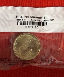 2014-D Franklin D. Roosevelt Uncirculated Gold $1 Dollar Coins MINT - Picture 1 of 3