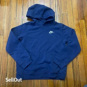 Nike Boys' Fleece Hoodie Blue Size L Long Sleeve Casual Pullover - Picture 1 of 3
