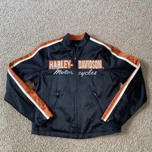 Women's Harley Davidson Nylon Cafe Racer Motorcycle Jacket Biker Size Med - Picture 1 of 18