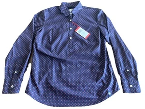 Southern Proper Social Shirt Mens L Blue Red Floral Half Button MSRP $75 NWT - Picture 1 of 9