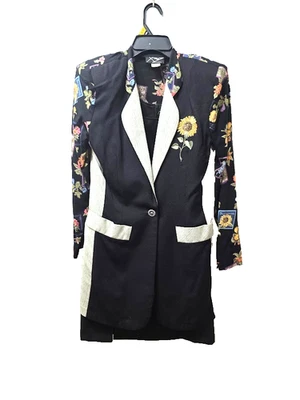 Vestido negro sin mangas Alyn Paige y chaqueta con cubierta floral talla 9-10 traje de negocios Foto 1 de 4