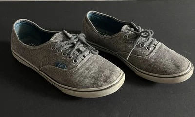 Zapatilla deportiva Vans gris tweed espiga lona fuera de la pared para hombre 6,5 para mujer 8 usada en excelente estado Foto 1 de 4