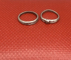 Antique Baby Ring Two Rings Signed Sterling charm - Picture 1 of 11