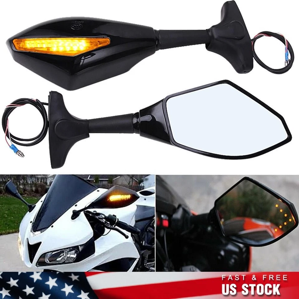 Rear View Side Mirrors LED Turn Signal For Honda Suzuki Hyosung GT650 GT650R NEW Foto 1 de 4