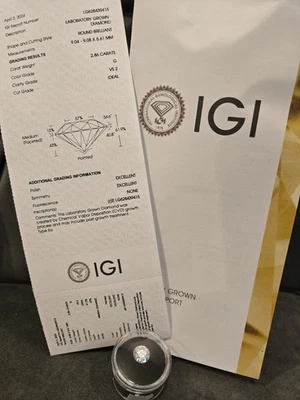 2.86CT VS2 G BRILLIANT LAB GROWN DIAMOND WITH IGI CERTIFICATE  - Image 1 of 3