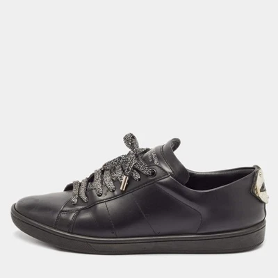 Saint Laurent Black Leather Ayers Signature Court Lips Sneakers Size 37 - Image 1 of 4