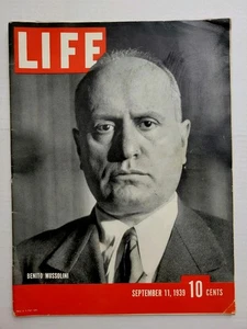 Life Magazine Vol. 7 No. 11 Sept 11, 1939 Original | Mussolini Cover | VG- 3.5 - Picture 1 of 13