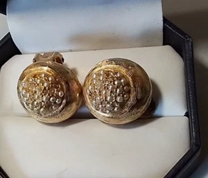 Vintage Mid Century Ohrringe vergoldet BENEDIKT Strass und Kunstperlen - Bild 1 von 10