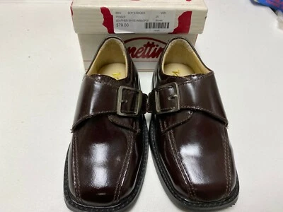 VENETTINI BOYS KIDS PENN BRWN LEATHER SHOE w HOOK LOOP BUCKLE Sz: 2 RTL: $79 V44 - Image 1 of 4