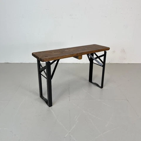 OLD RUSTIC VINTAGE WAXED WOODEN BEER BIERGARTEN GARDEN BENCH 80cm BLACK LEGS Cover