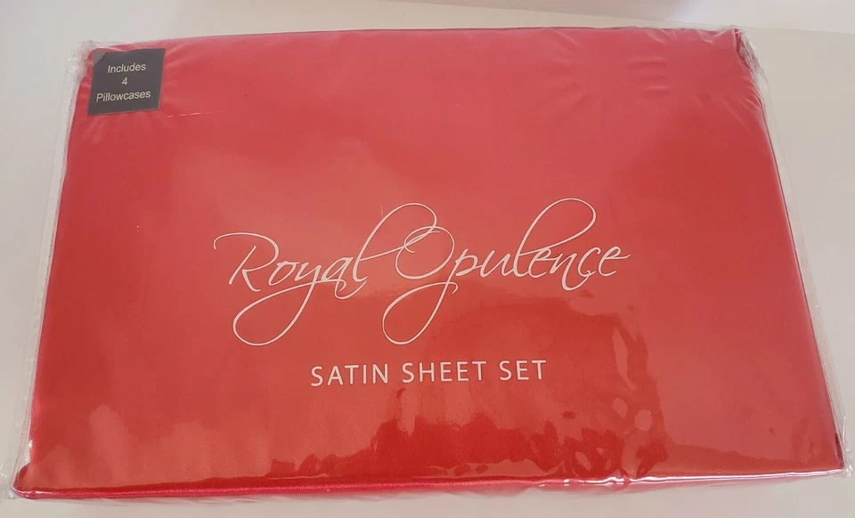 6-Piece Royal Opulence, Satin Luxory Queen Sheet Set, 230 Thread Count, Red - Image 1 of 4