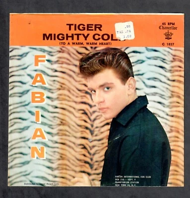 Fabian 1959 Chancellor 45rpm "TIGER” b/w "Mighty Cold"  cLEAn TEEN - Image 1 of 4