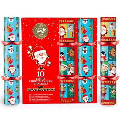 CHRISTMAS JINGLE Christmas Crackers - 10 x 12" Christmas Crackers - Quiz Game Crackers
