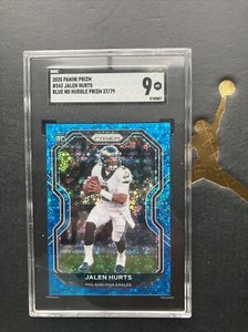 2020 Panini Prizm Jalen Hurts RC No Huddle Blue Disco Prizm #343 /79 SSP