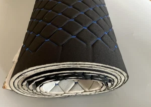 Black/blue Diamond Stitch Embossed Fabric Lining Car Upholstery 55''x39'' - Picture 1 of 4