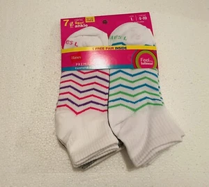 Hanes,Girls Ankle Socks, Size Large Shoe Size 4-10, Soft, Breathable, 7 Pairs - Picture 1 of 2