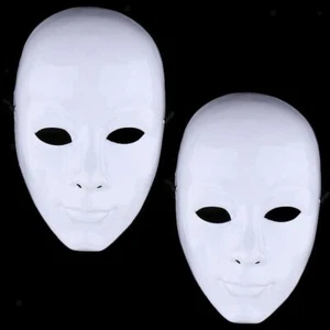 2 Pieces DIY Unpainted Mask White Blank Face Mask Masquerade Costume Masks - Picture 1 of 7