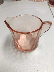 Jeannette Glass Hex Honeycomb Pink Depression Open Sugar Creamer Free Shipping!! - Picture 1 of 12