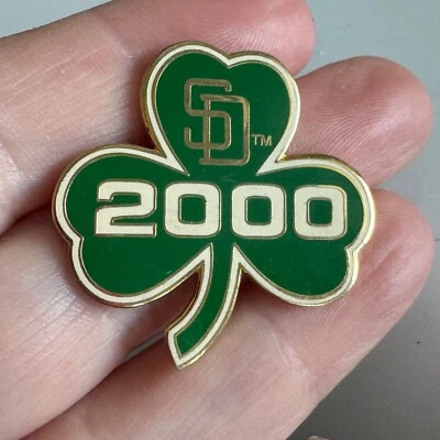 Vintage San Diego Padres 2000 Shamrock Pin – St. Patrick's Day MLB Baseball - Image 1 of 3