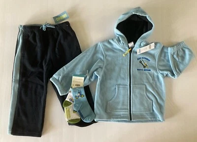 NUEVO CON ETIQUETAS Gymboree Tractor Company 3 3T Azul Polar Herramientas de Granja Sudadera con Capucha Pantalones y Calcetines Foto 1 de 3