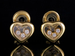 Chopard Happy Diamonds Herz Ohrstecker ca. 0,34ct 750/- Gelbgold - Bild 1 von 8