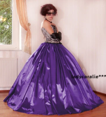 Ballrock Satinrock für Reifrock festlich Saum 4,5 m Lila Sommerfest - Bild 1 von 3