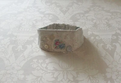 Handmade Shabby Boho Wide Floral Vintage Laces Buttons Embroidery Wrap Headband - Image 1 of 4