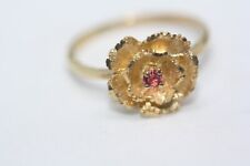 Genuine Pink Topaz Rose Flower Ladies 10K Solid Gold Women's Solitaire Ring Sz 6