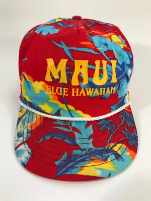 Gorra Hawaiana Azul Maui Surfer Playa Roja Floral Snapback De Colección Hawaiana En muy buena condición Foto 1 de 4