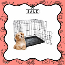 Dog Crate Cage Pet Metal Tray Heavy Duty Large Door Black 20L x 14W x 17H