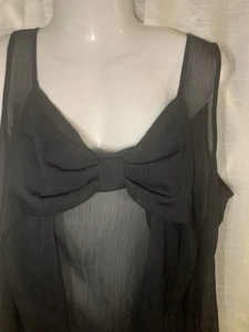 NWOT Charming Charlie Womens Bow Pullover Top Blouse Black Sheer Size Medium - Picture 1 of 9