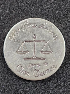 🌟 1974 Certified Mint Scales 1 Troy Oz .999 Fine Silver Vintage Round RARE - Bild 1 von 2