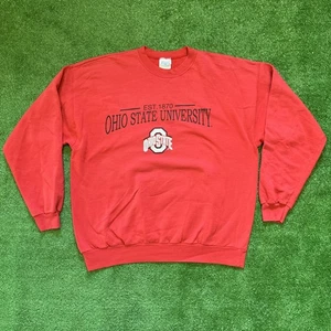 Sudadera De Colección Ohio State Buckeyes Cuello Redondo Para Hombre XL Roja OSU Etiqueta Hanes - Imagen 1 de 8