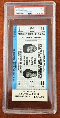 1980 Sugar Ray Leonard vs. Roberto Duran I RARE FULL BLUE Boxing Ticket - PSA 5! - Image 1 of 2
