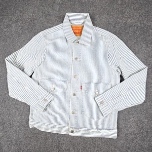 Levis Jacket Mens SMALL Blue Denim Trucker striped 52494 Long Sleeve Size S - Picture 1 of 7