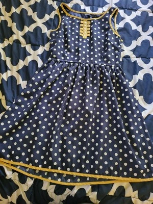 Dear Creatures Polka Dot Dress Medium Women's Navy Yellow Sleeveless - Image 1 of 4