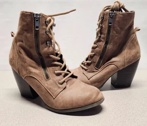 Dolce by Mojo Moxy Boots Womens Size 8 Brown 3" Block Heel Ankle Booties - Picture 1 of 9