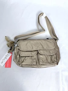 Kipling Women’s Shoulder Bag Crossbody Champagne Gold With Monkey Charm NWT - Picture 1 of 12