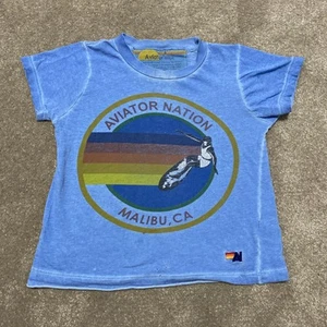 Aviator Nation Children’s Shirt Malibu California Acid Washed Blue SIZE 6 - Picture 1 of 15